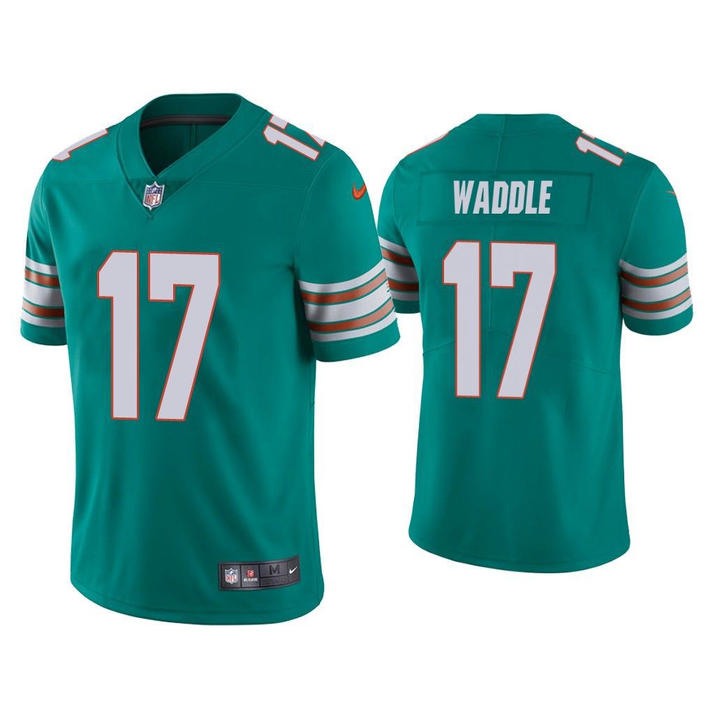 Men Miami Dolphins 17 Jaylen Waddle Nike Green Vapor Limited NFL Jerseys